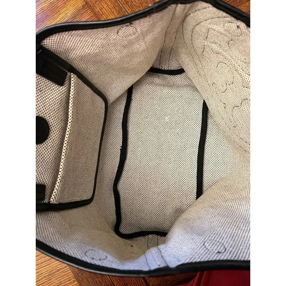 Tory Burch Lonnie Large Perforated Canvas Mesh Logo Tote Bag White Black